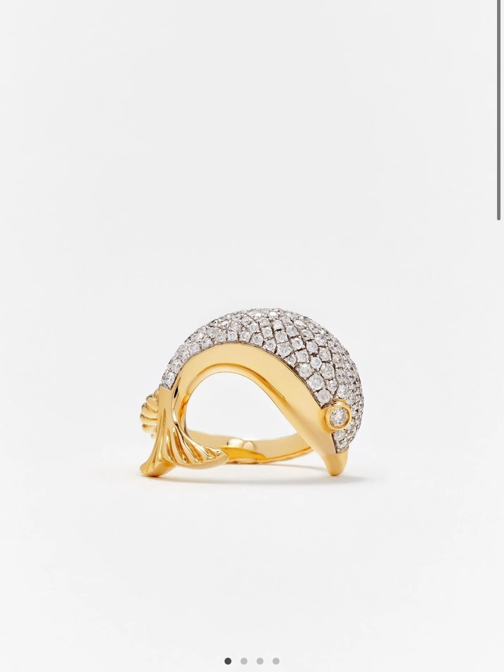 Gold Dolphin Pavé Crystal Ring in Gold and White